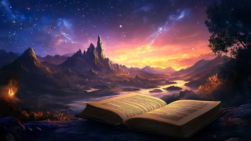 Open Book to Mountain Landscape