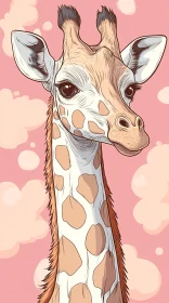 Illustration of Giraffe Against Pink