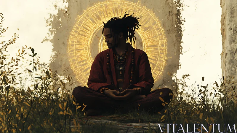 AI ART Meditative Man in Peaceful Contemplation