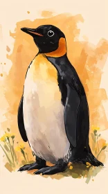Penguin Art with Flowers