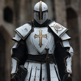 Medieval Knight in White Armor