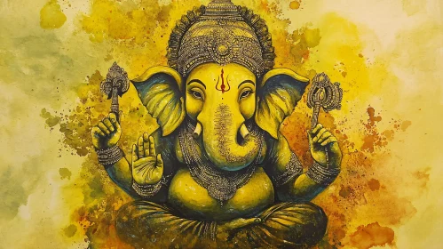 Ganesha in Golden Hues