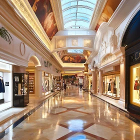 Elegant Indoor Shopping Mall with High Ceilings