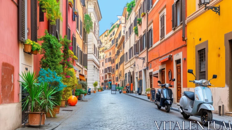 Colorful Streets of Rome: A Captivating Urban Scene AI Image