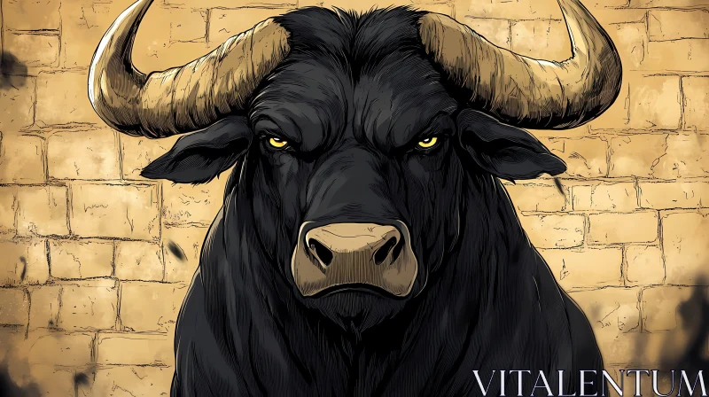 Powerful Bull Illustration with Commanding Presence AI Image