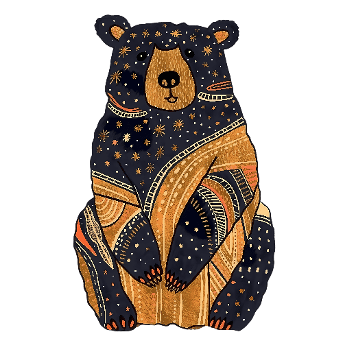 Digital Illustration of Geometric Bear in Earthy Tones POD Design