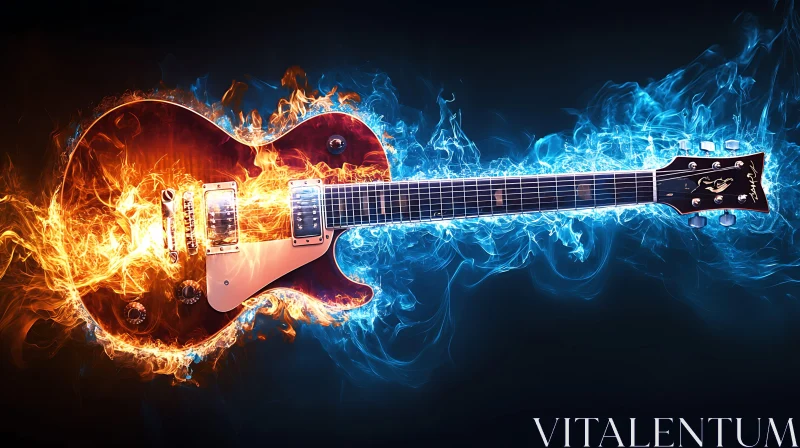 Guitar with Dual Flames Concept AI Image