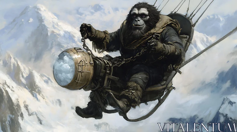 AI ART Steampunk Gorilla in the Sky