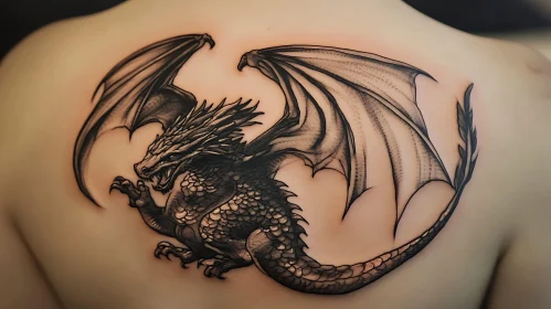 Monochrome Dragon Tattoo on Skin