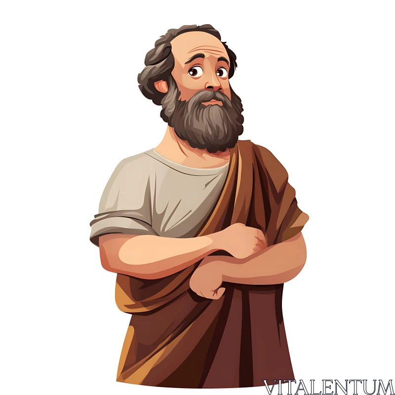 Concerned Cartoon Man with Beard AI Image