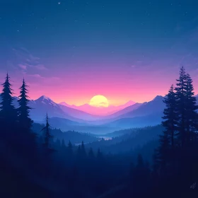 Tranquil Mountain View at Sunset