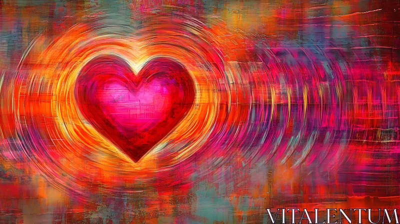 AI ART Colorful Heart Art with Concentric Design