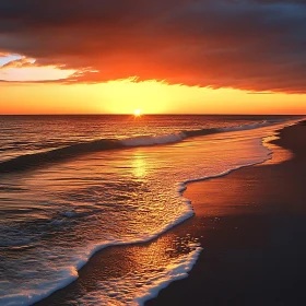 Seascape Sunset with Golden Light