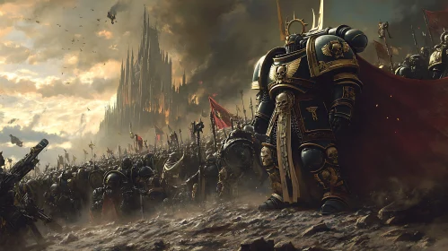Armored Warrior and Gothic Cathedral