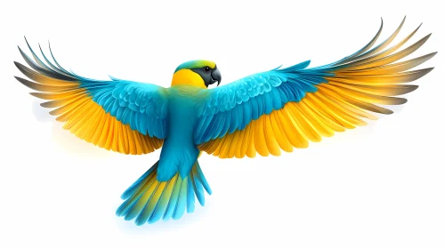 Colorful Parrot with Wings Spread