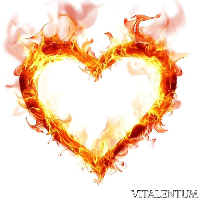 Fiery Heart with Flaming Edges AI Image