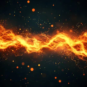 Dynamic Flow of Orange Flames with Sparks