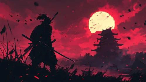 Samurai Under Red Moon: A Temple's Shadow