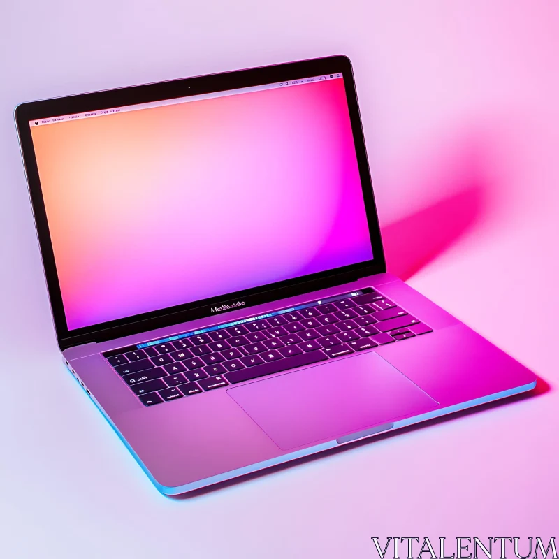 Sleek Laptop with Pink and Purple Gradient AI Image