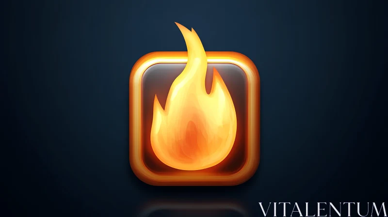 Stylized Flame Symbol within Square Frame AI Image