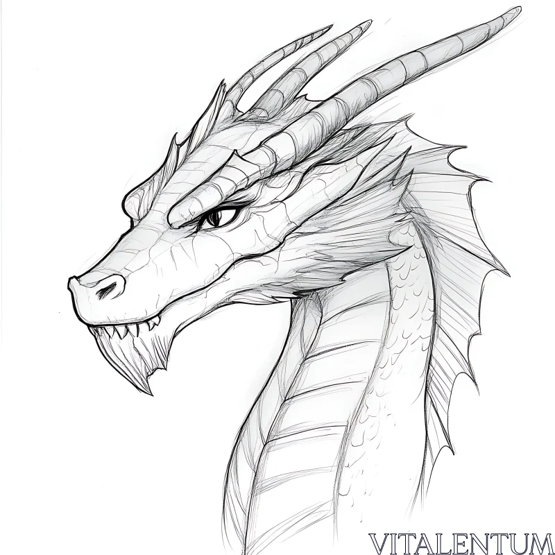 AI ART Detailed Dragon Head Drawing