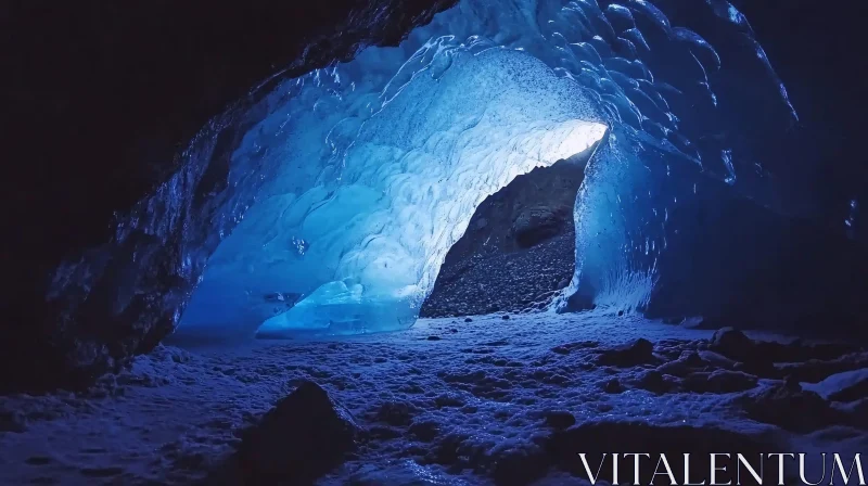 AI ART Breathtaking Ice Cave with Blue Glow