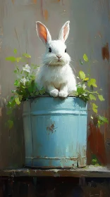 Charming White Rabbit Among Greenery