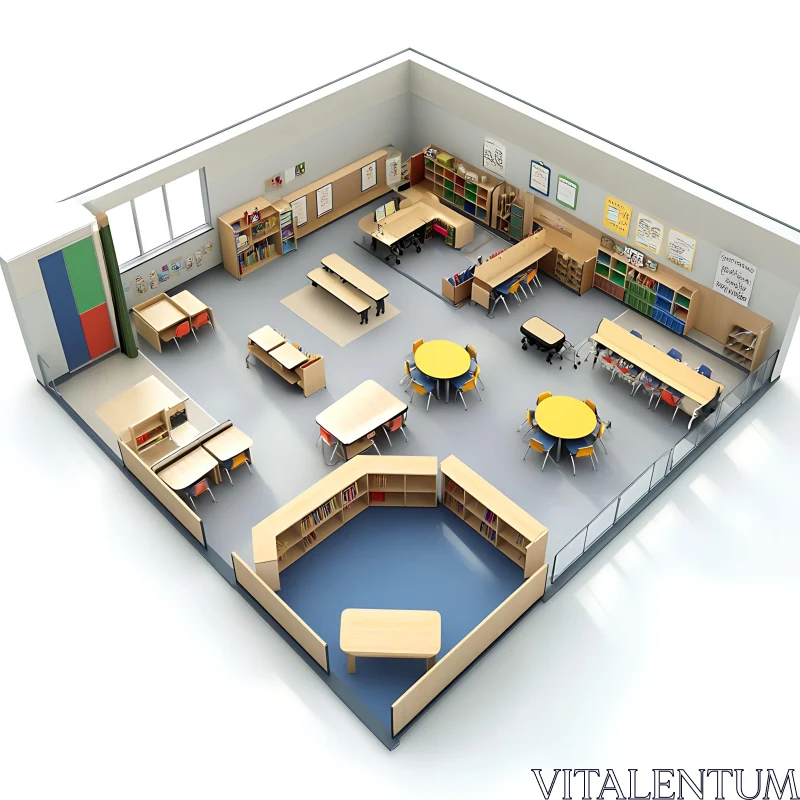 AI ART Classroom Interior with Furniture