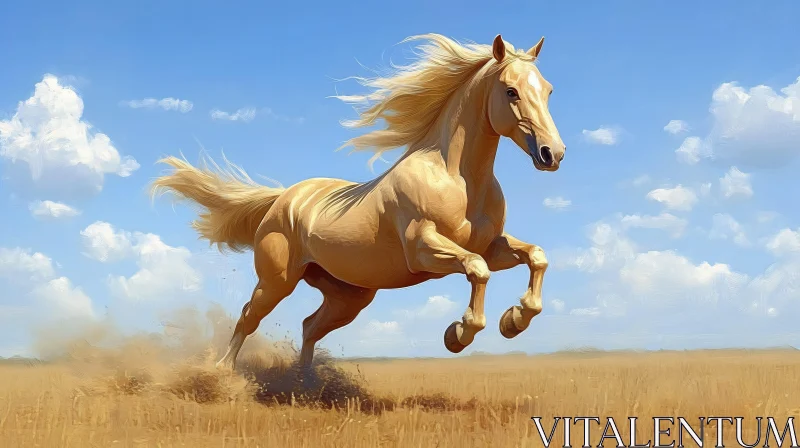 Golden Horse in Motion AI Image