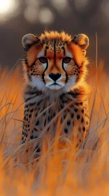 Cheetah Amidst Golden Grasses
