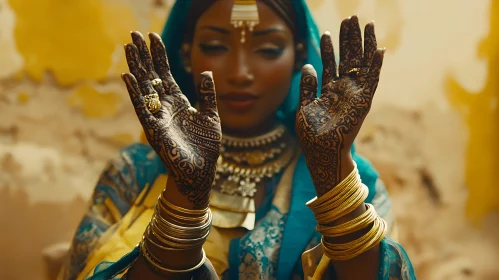 Golden Jewelry and Henna Portrait