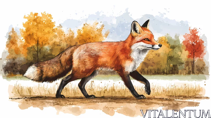 Autumn Forest Fox Portrait AI Image