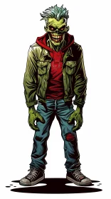 Illustration of a Male Zombie in Casual Attire