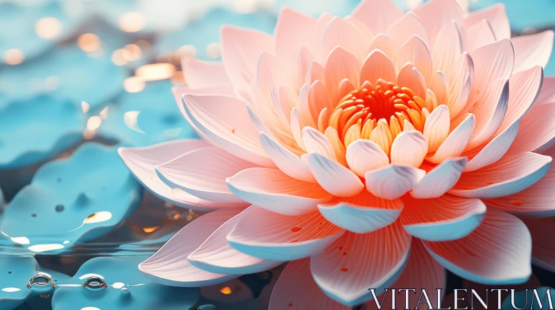 Pink Lotus in Water: A Serene, Detailed Rendering AI Image