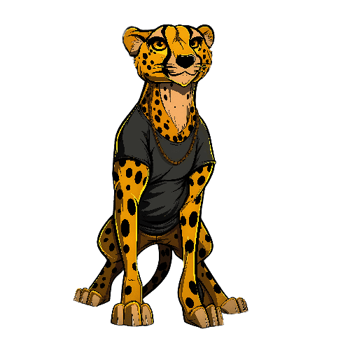 Stylish Cheetah Cartoon T-Shirt Design for POD POD Design