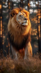 Lion in Golden Sunset