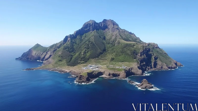 AI ART Lush Mountainous Island Surrounded by Ocean