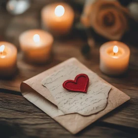 Love Letter with Red Heart and Candles