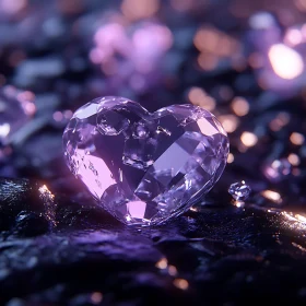 Glowing Crystal Heart with Soft Purple Lighting