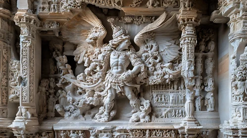 Detailed Stone Sculpture of Winged Angel