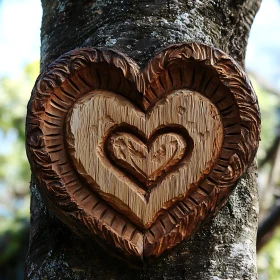 Wooden Heart on Tree Bark