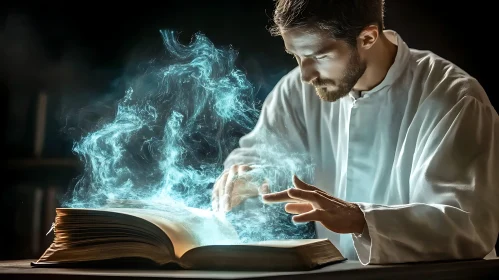 Magical Book with Wizard