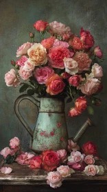 Antique Floral Arrangement with Roses