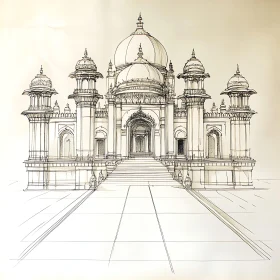 Detailed Building Sketch with Domes