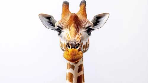 Giraffe Close-Up on White