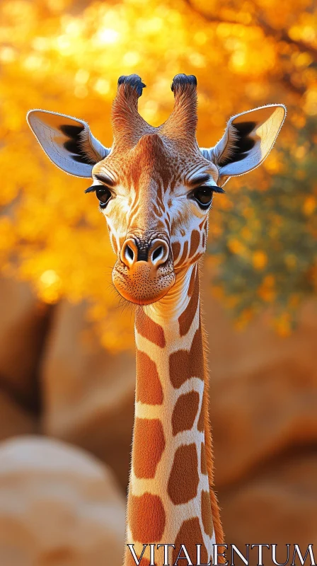 Giraffe in Golden Light AI Image