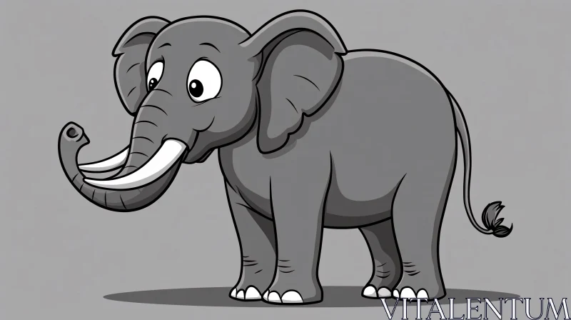 Friendly Elephant Cartoon AI Image