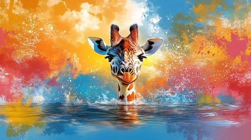 Colorful Abstract Giraffe Portrait