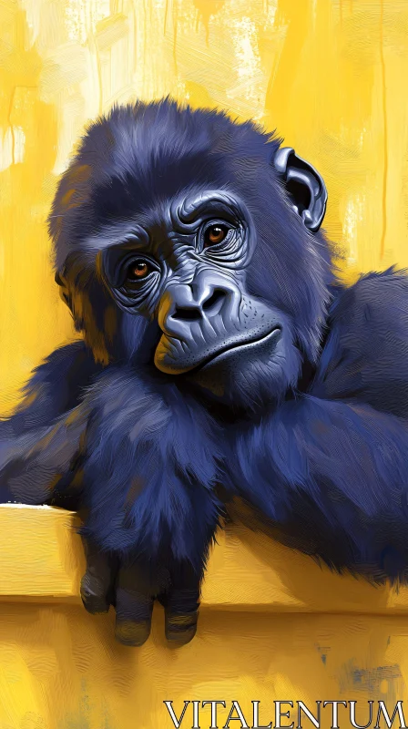 Gorilla Portrait in Bold Colors AI Image