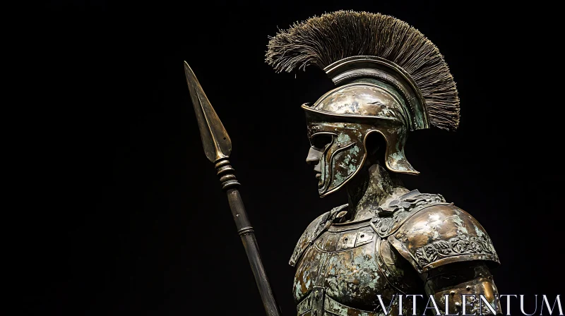 AI ART Bronze Warrior Statue Profile